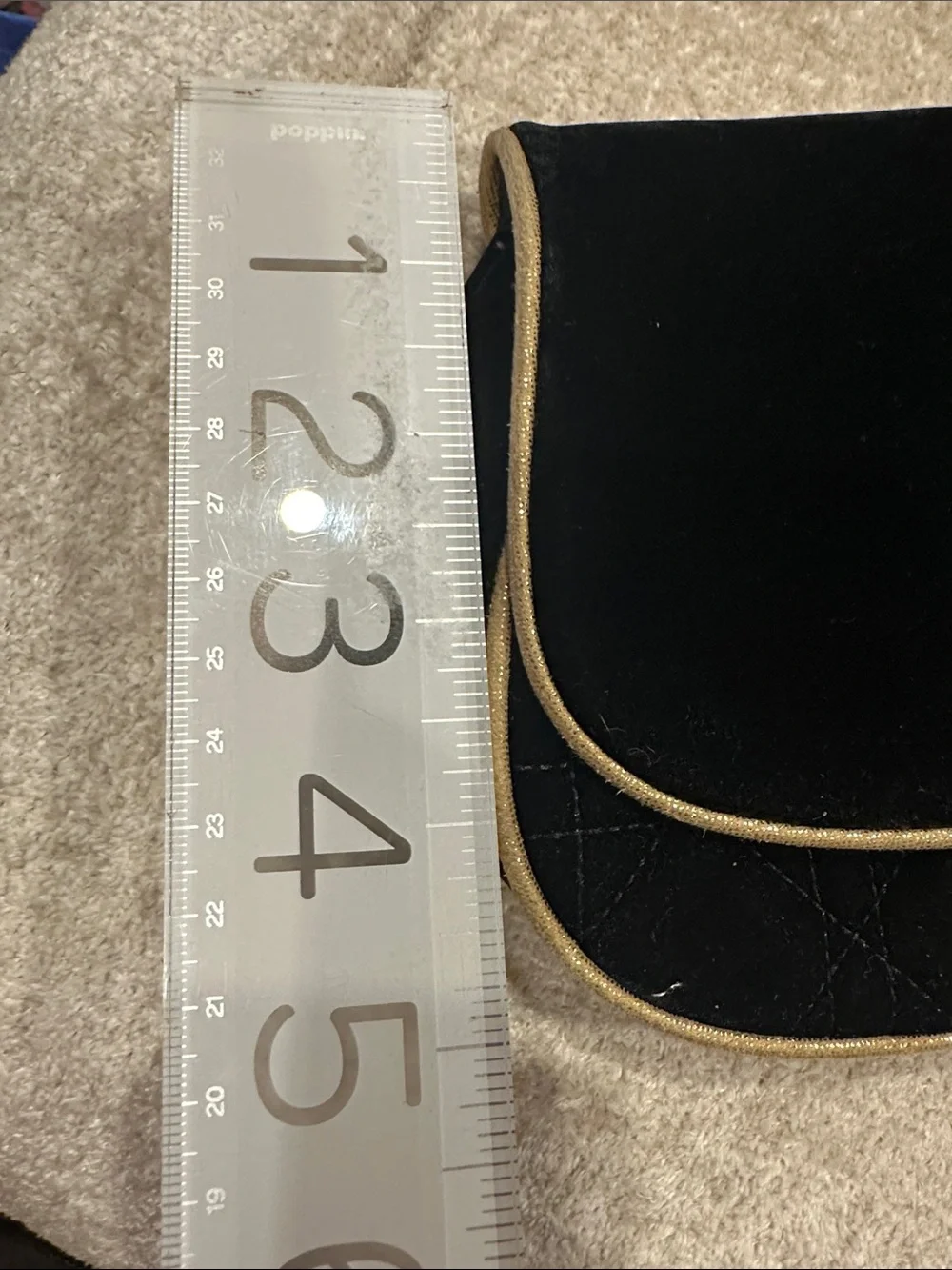 Dior Black Velvet Cosmetic Clutch with Gold Trim